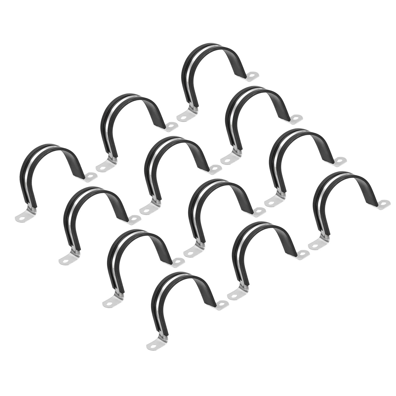 MACHSWON 22Pcs 48mm(1-7/8") Cable Clamp, Rubber Cushioned Insulated Clamp 304 Stainless Steel U Shape Bracket Metal Pipe Clamp Tube Holder for Wire Hose Tube