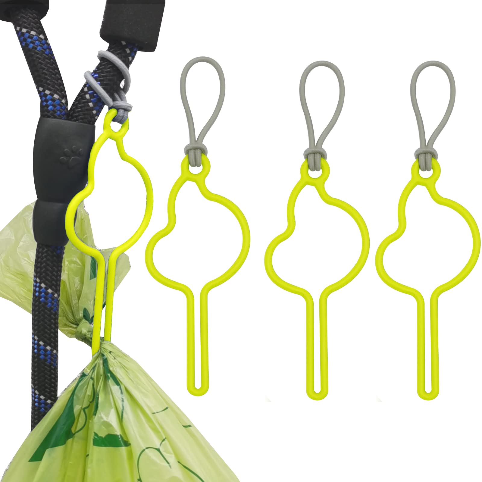 SHAOUMAN 4 Pack Hands-Free Dog Poop Bags Holder with Elastic Rope for Used Waste Bags, Carrier for All Leash Pet Potty Bags, Clip Leash Dispenser Attachment for Dog Walking