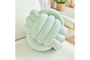 LUSJNGE Decorative Throw Knot Pillow Ball for Home Chair Sofa Couch Bed Aesthetic Round Velvet Knotted Pillow Cushion (Light Green, 8.7inches)