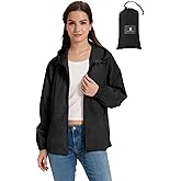 Lightweight Rain Jacket Women Waterproof Breathable Raincoat Packable Hooded Windbreaker