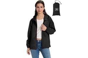 SAPHIROSE Lightweight Rain Jacket Women Waterproof Breathable Raincoat Packable Hooded Windbreaker