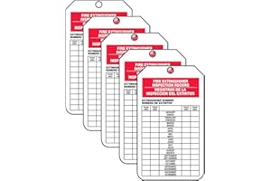 Accuform SBTRS217CTM PF-Cardstock Fire Extinguisher Tag, Legend "FIRE Extinguisher Inspection Record", 5.75" Length x 3.25" Width x 0.010" Thickness, Red/Black on White (Pack of 5)