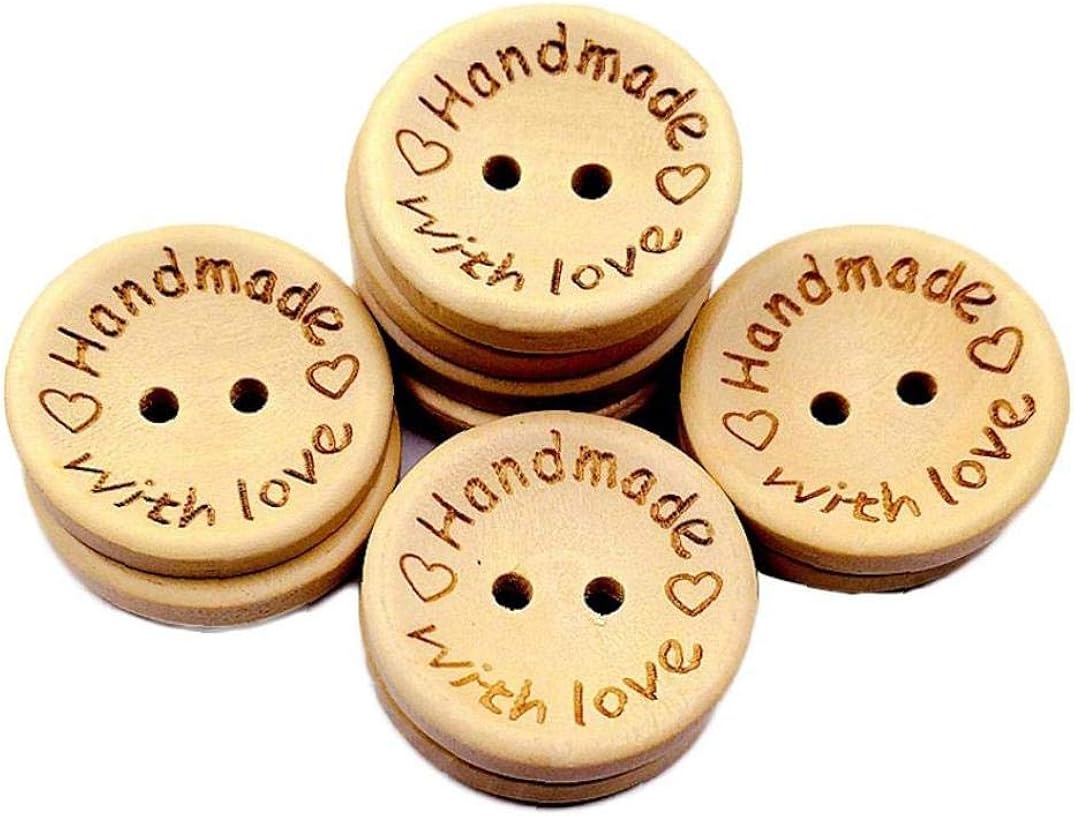 Aisoway 100pcs 20mm Holzknöpfen Handgemachte Riddled Mit Lieben Runden