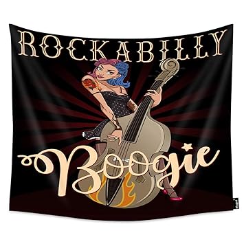 Amazon Com Mugod Rockabilly Boogie Wall Tapestry Sexy Rock Girl