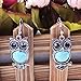 Acxico Retro Turquoise Black Onyx Inlaid Owl Pendant Stud Earrings