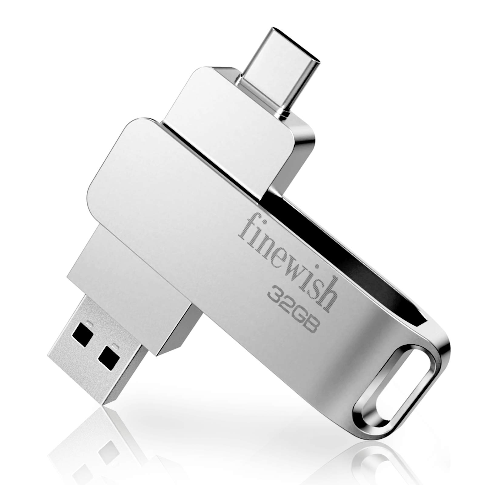 Memory Stick 32 GB USB 3.0, USB C Flash Drive 32gb 2 in 1 Otg Type C/USB 3.0 Pen Drive 32 GB for Samsung, Huawei, Oneplus, Macbook, Pc, Android Smartphone, Tablets.(Silver)