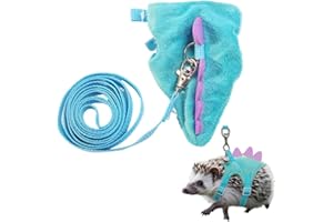 1 Pack Blue Dinosaur Hedgehog Leash and Harness Ferret Harness and Leash Set for Hedgehog Hamster Ferret Guinea Pig Training 