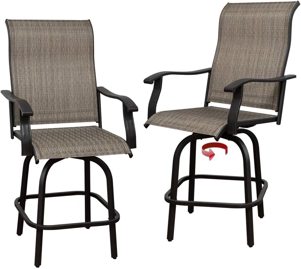 Outdoor Swivel Bar Stools Set of 2,Patio Furniture Bar