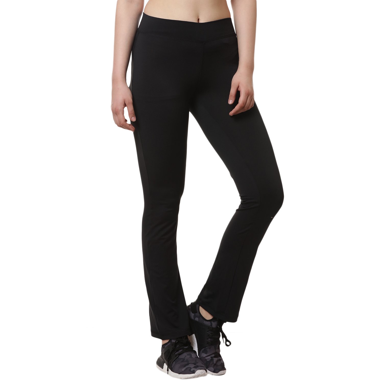onesport womens solid black track pants-onsp57blk