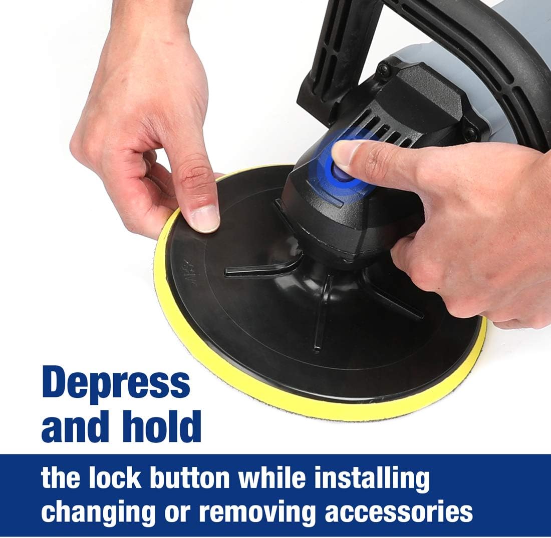 WORKPRO Buffer Polisher - 7-inch Buffer Waxer with 4 Buffing and Polishing Pads, 6 Variable Speed 1000-3800 RPM, Detachable Handle, Ideal for Car Sanding, Polishing, Waxing, Sealing Glaze - - 