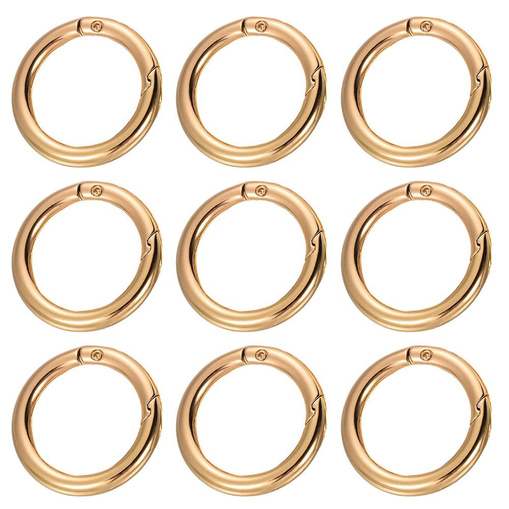10 Pcs Metal Spring Snap Clip O Ring Key Rings Round Spring Keyring Buckle 25 MM Gold Round Carabiner DIY Accessories for Bags Purses Key Chains Crafts