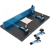 POWERTEC Drill Press Table Kit, 14x24-Inch Worktable w/T-Track (71539) | Universal work table with laser-etched fence scale, clamps, flip stops &amp; inserts for woodworking, plastic &amp; metal.