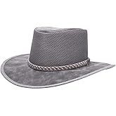 American Hat Makers Breeze Leather & Mesh Sun Hat | Wide Brim, UPF50, Breathable & Adjustable | Perfect for Outdoors