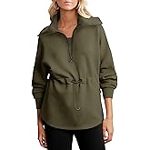 Dokotoo Womens Sweatshirt Oversized Half Zip Up Drawstring Waist Long Sleeve Side Slits Soft Casual Pullover Sweatshirts Tops