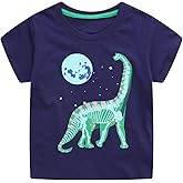 Toddler Boys T-Shirt Short Sleeve Shirt Dinosaur Print Cotton Summer Tops Tees Shark Graphic 2-7T