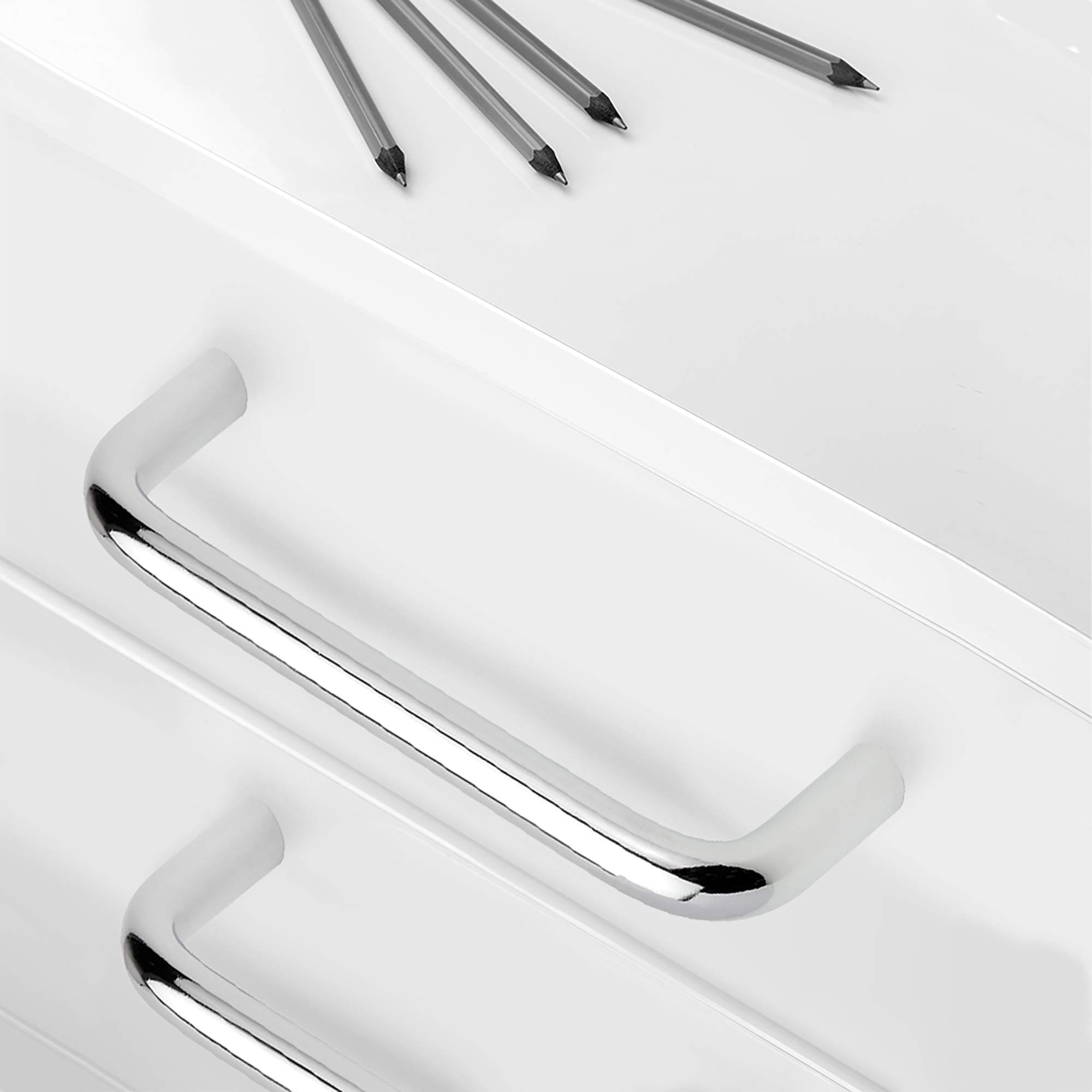 Emuca Set of 20 Furniture Handles, Ø8mm, 128mm Hole centres, Chrome Plated Steel