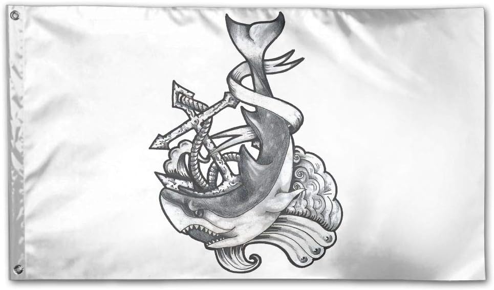 YUANSHAN Home Garden Flag Dark Anchor Shark Polyester Flag Indoor/Outdoor Wall Banners Decorative Flag Garden Flag 3' X 5'