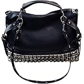 ZLM BAG US Punk Rivet Hobo Handbag for Women Large Crossbody Purse Leather Top Handle Bag