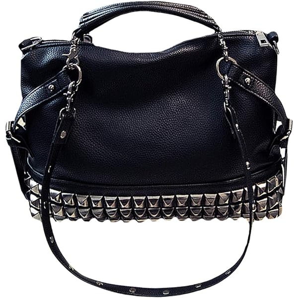 Ro Rox Women's Faux Leather PU Punk Studded Shopper Large