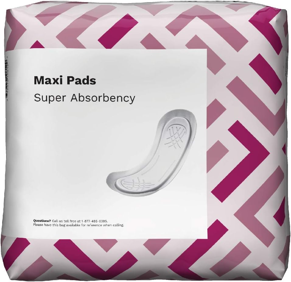  Brand - Solimo Thick Maxi Pads for Periods, Super Absorbency, Unscented, 192 Count, 4 Pack: Health & Personal Care