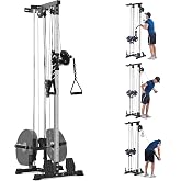 LAT Pull Down Machine - Wall-Mounted Cable Workout Machine 400Lbs Weight Capacity, Dual Pulley System, 20 Height Adjustments, Compact Home Gym Cable Machine