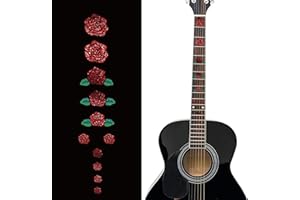 PLIGREAT 2 Pcs Guitar Fretboard Stickers Guitar Inlay Stickers Removable Roses Decals for Electric Bass Player Acoustic Guitar Decorations Musical, Ukulele, Music Guitar, Bass, Electric Guitar