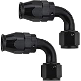 EVIL ENERGY 6AN PTFE Hose End Fitting 90 Degree Black for PTFE Hose Only 2PCS