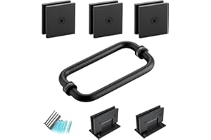 MCOCOD Shower Door Hardware Accessories for Frameless Swing Hinged Shower Doors, Including Shower Door Hinges and Handles,Shower Door Glass Clamps for 5/16”to 3/8”Thick Glass, Matte Black