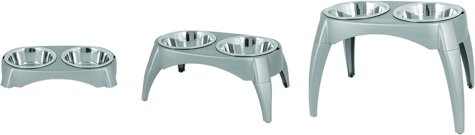 Aspen Pet Grow with Me Elevated Feeder, Pearl Silver/Stainless Steel