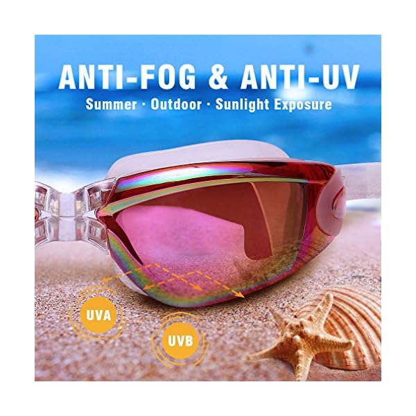 GAOGE-Swim-Goggles-Swimming-Goggles-Swim-Cap-Case-Nose-Clip-Ear-Plugs-Triathlon-Swim-Goggles-Anti-Fog-Shatterproof-UV-Protection-for-Adult-Men-Women-Youth-Kids-Child-Lake-Red