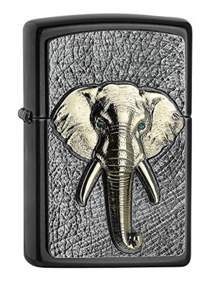 Zippo Windproof Lighter - Elefant - Gray, Tri-Colour, Emblem - Refillable, Lifetime Use - Adjustable Flame - Gift Box - Metal Construction - Made in USA