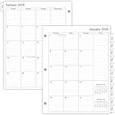 newestor 2026 Monthly Planner Refill for 3 Ring Binder, Jan 2026 - Dec 2026, Two Pages Per Month, 8-1/2" x 11", Monarch/Folio Size 5