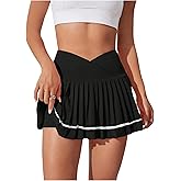 Verdusa Women's Wrap High Waisted Striped Pleated Mini Skirt Y2k Tennis Athletic Skorts