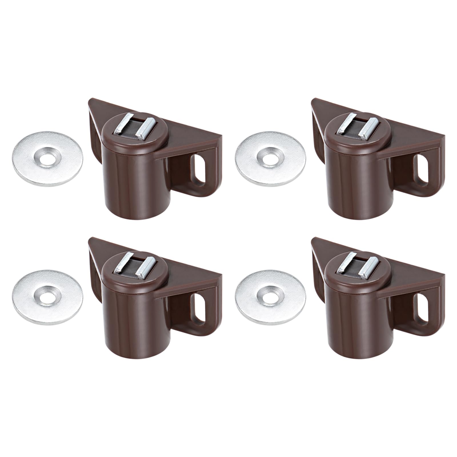 DTGN 35x22mm(LxW) Magnetic Touch Latch - 4 Pack - Good for Kitchen Cupboard Drawer Furniture - Plastic Magnetic Catch Latch Closures - Brown/Silver Tone