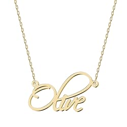 UMAGICBOX Personalized Olive Name Necklace 18K Gold