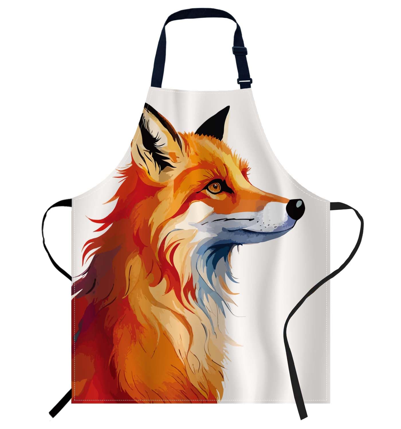 Smooffly Watercolor Fox Art Apron Adjustable Apron Cooking Kitchen Chef Women Men Aprons for Home Kitchen, Restaurant, Coffee House, Baking Gardening BBQ