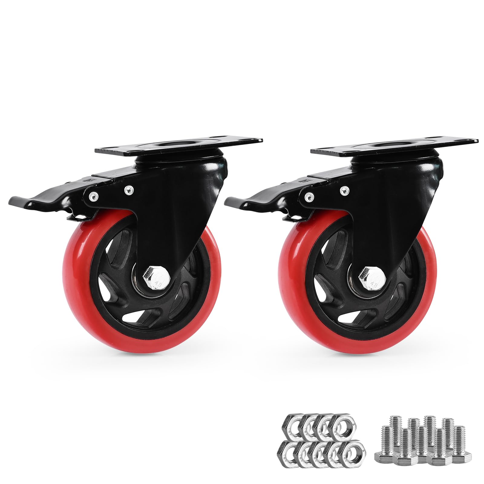 Caster Wheels, Heavy Duty 4 Inch Casters Set of
