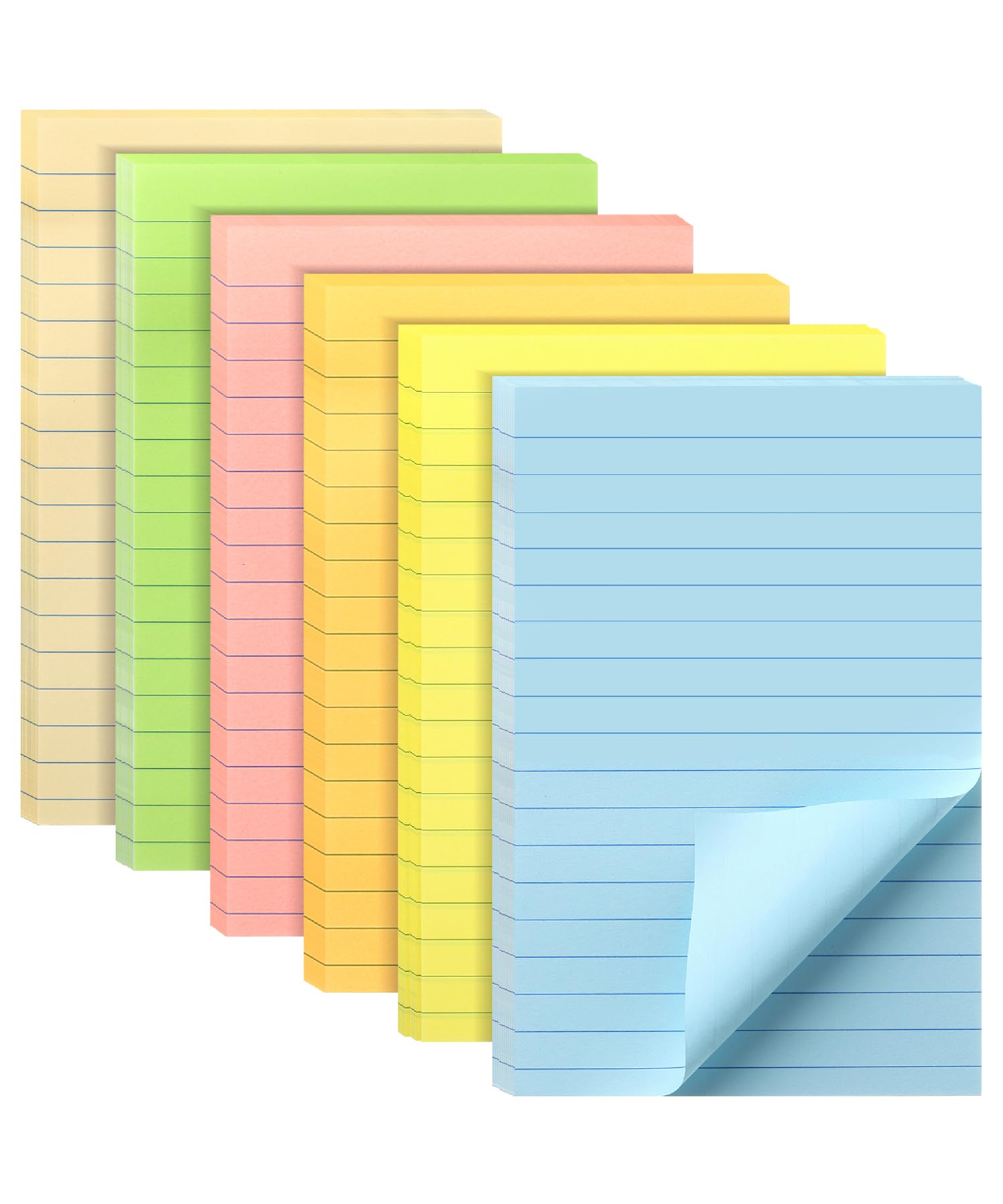 Photo 1 of Mr. Pen- Lined Sticky Notes 4x6, 6 Pads, 45 Sheets/Pad, Pastel Color, Sticky Notes with Lines, Ruled Post Stickies