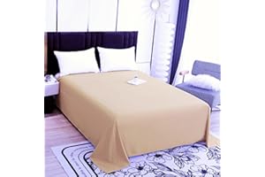 JUWENIN Flat Sheet-Premium Hotel 1-Piece Top Sheet, Luxury and Soft Quality Bedding Flat Sheet, Wrinkle-Free, Stain-Resistant (Cream, Twin)