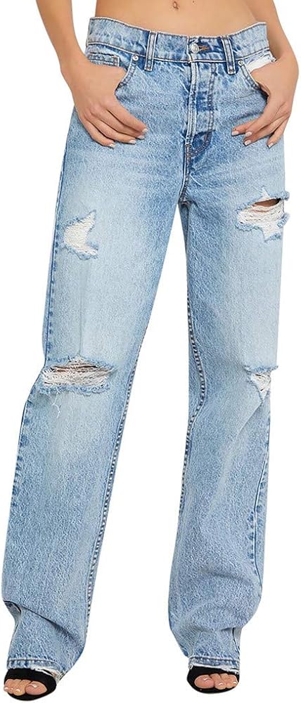 ripped straight jeans womens