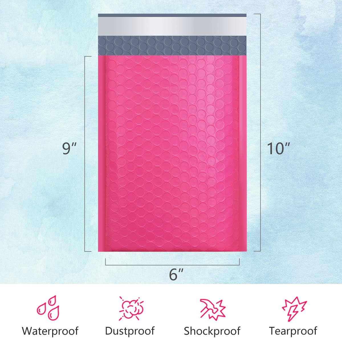 UCGOU 6x10 Inch Pink Poly Bubble Mailers Self Seal Padded Envelopes Shipping Envelope Bags Water Resistant 25pcs (Inside Size: 6x9") : Office Products