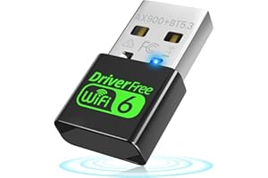 AUSCOUMER USB WiFi 6 Adapter for PC Desktop & Laptop, 900Mbps Dual Band 2.4/5GHz with Bluetooth 5.3, Nano Size Plug & Play, Windows 11/10 Driver-Free, Reconnect 7 Devices Simultaneously
