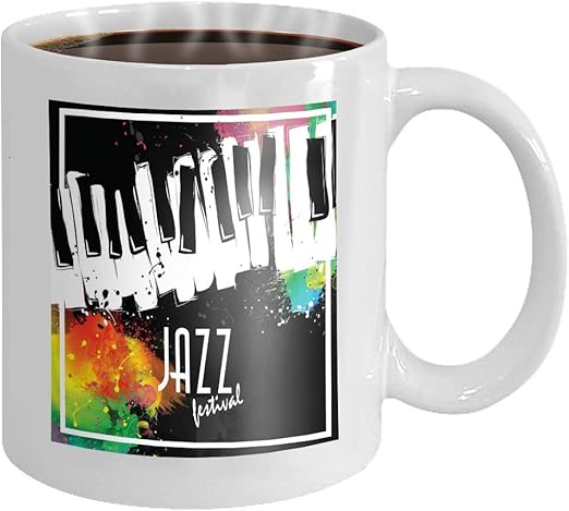 Amazon Com 11 Oz Coffee Mug Jazz Music Festival Poster Background Template Music Notes Jazz Music Festival Poster Template Novelty Ceramic Gifts Tea Cup Coffee Cups Mugs