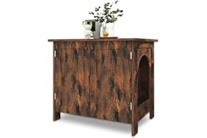 GAIGISFUR Litter Box Enclosure, Cat Litter Box Furniture with Removable Divider, Large Hidden Litter Box Furniture, Wooden Cat House(Brown)