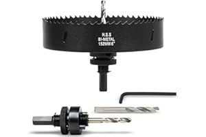 VIKITON 6 Inch Hole Saw with Arbor for Wood Metal Plastic, 6 in Bimetal Hole Cutter, Fast Chip Removal, Smooth Flat Drilling Edge, Lightweight & Portable (Black)