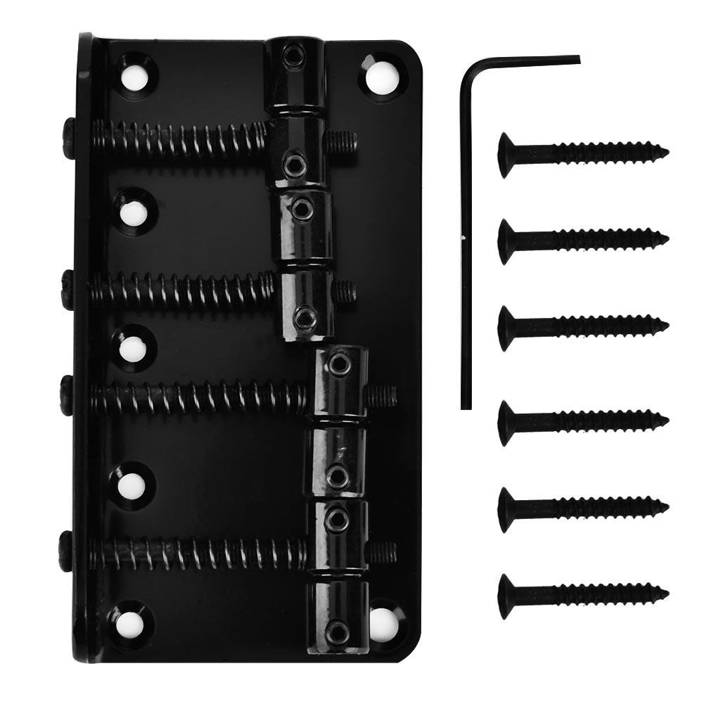 Tbest 4 String Bass Guitar Bridge, Metal, Black, Professional, Easy to Install, Increased Sustain, Crisper Sound, Set Includes Bridge, Screws, Wrench