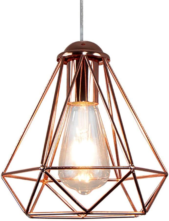 Bedroom Ceiling Lights Rose Gold, Cage Pendant Light Shade, E27 Retro