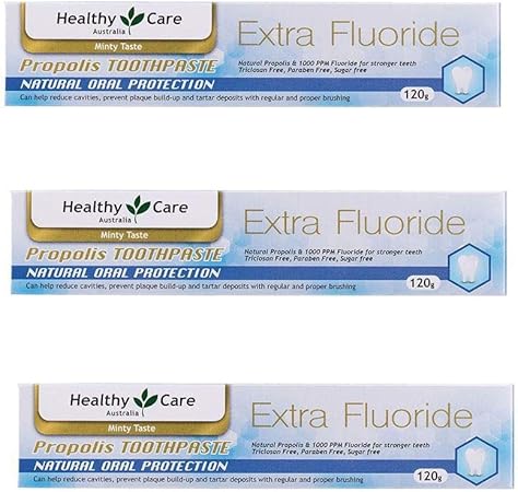Amazon Healty Care プロポリス エクストラフッ素 歯磨き粉 ミント味 1g ３本セット 海外直送品 Healthy Care 大人用ハミガキ粉 通販