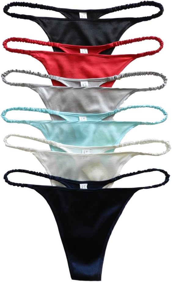Panasilk 6Pairs Women's Silk Thong Panties S M L XL XXL Solid