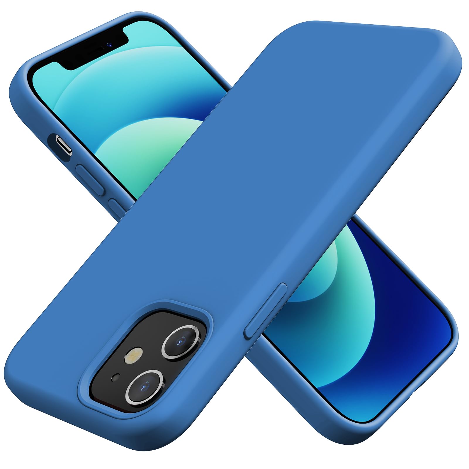 TAXXOE Silicone Case Compatible with iPhone 12 Case/12 pro case Soft Ultra Slim Protective Shockproof Liquid Silicone Phone Case,Anti-Scratch Microfiber Lining, 6.1" Official Blue — image 1